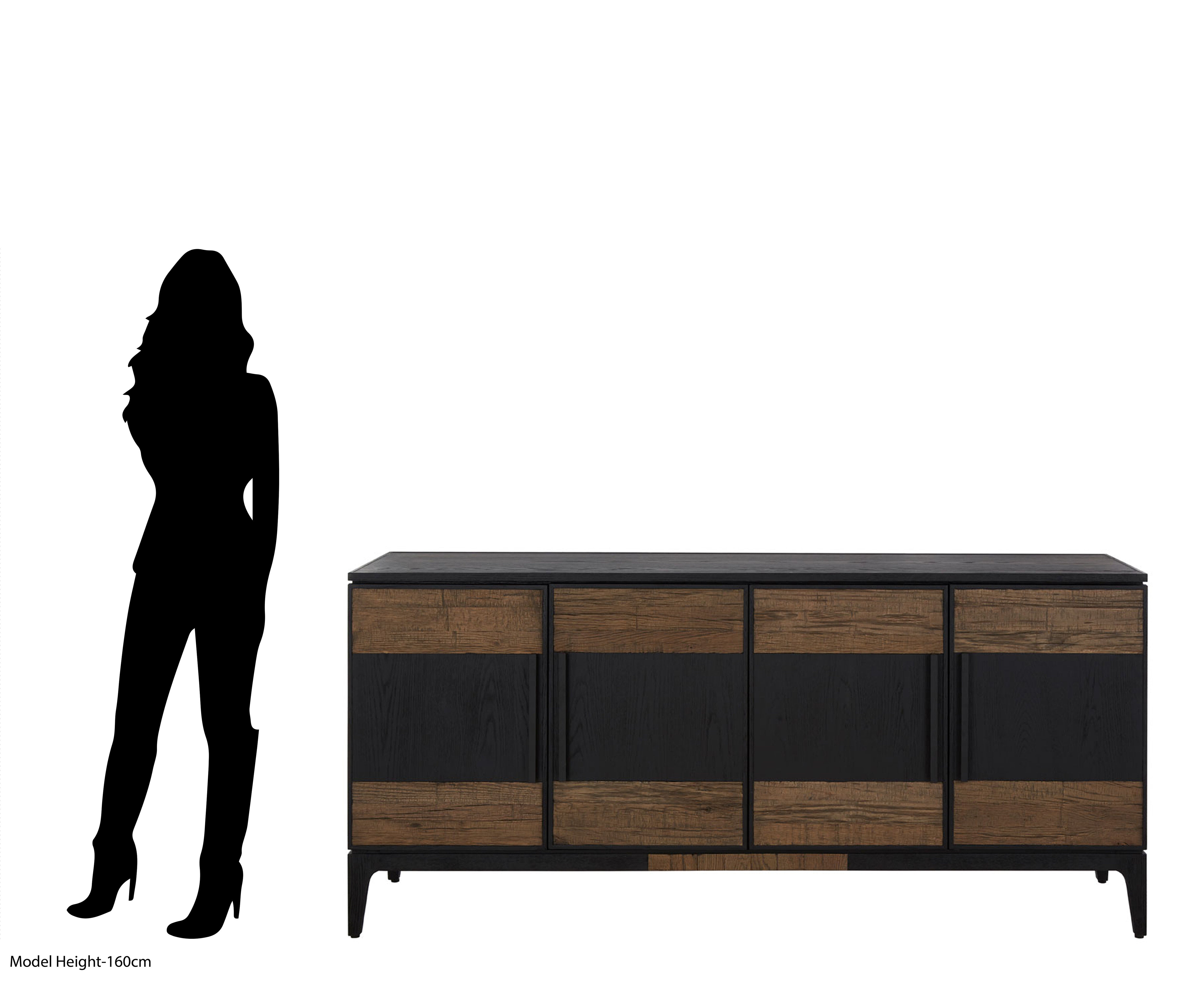 Lucca Antique Brown & Black Oak Wood Sideboard